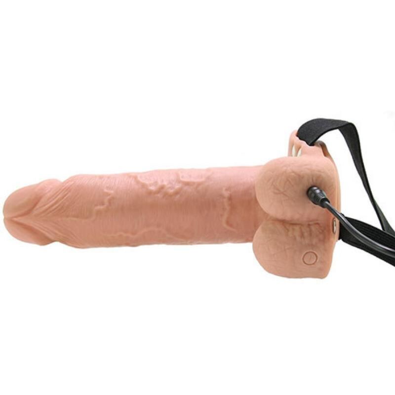 FETISH FANTASY SERIES – Realistischer Vibrierender Hohl-Strap-On mit Hoden, 17,8 cm