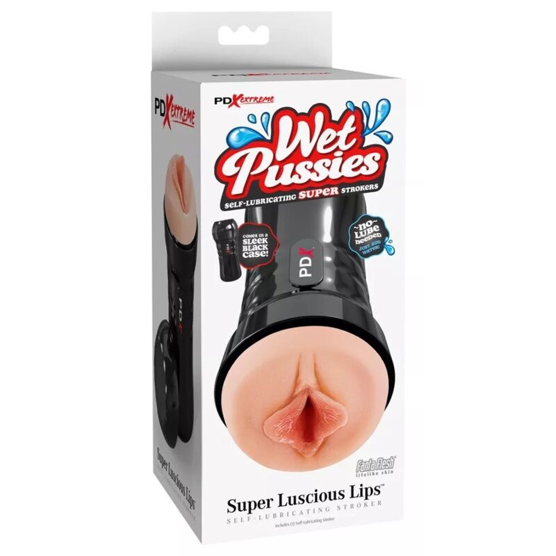 PDX Extreme Wet Pussies Luscious Lips – Selbstschmierender Stroker, 16,5 cm