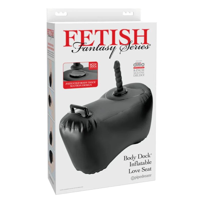 FETISH FANTASY SERIES – Body Dock Aufblasbarer Liebessitz mit Dildo, Schwarz, 69,2 cm