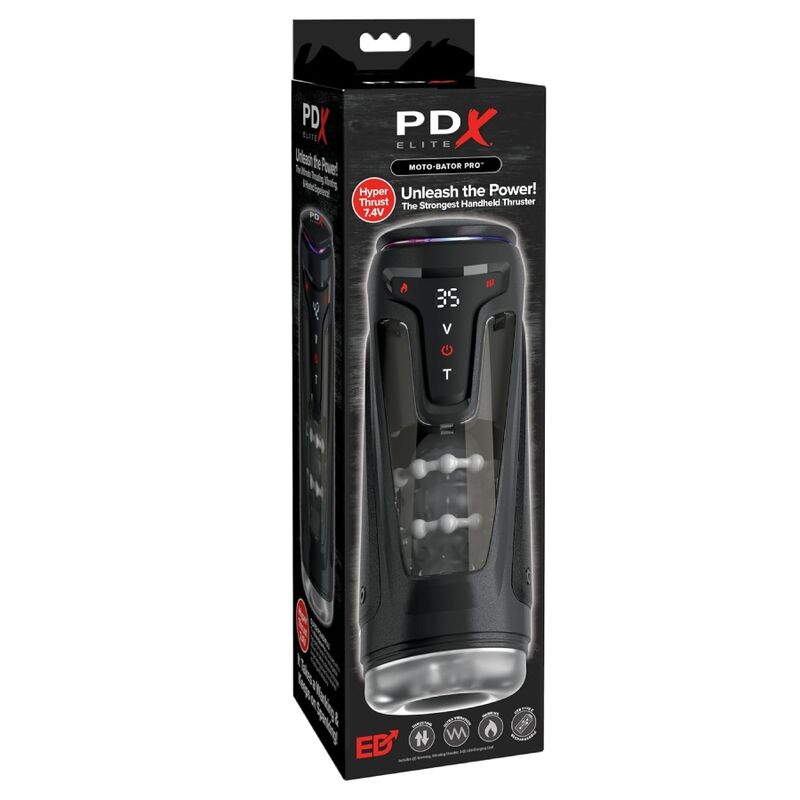 PDX ELITE – MOTO-BATOR PRO MASTURBATEUR À POUSSE AUTOMATIQUE VIBRANT ET CHAUFFANT 26,5 CM