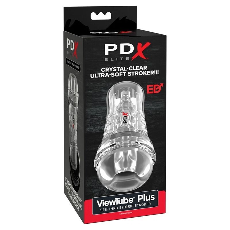 PDX Elite Viewtube Plus – Transparenter Stroker mit EZ-Grip, 21 cm