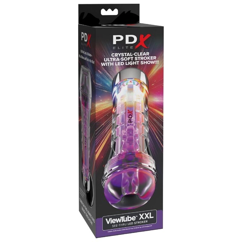 PDX ELITE – VIEWTUBE XXL LED TRANSPARENT STROKER 27,3 CM