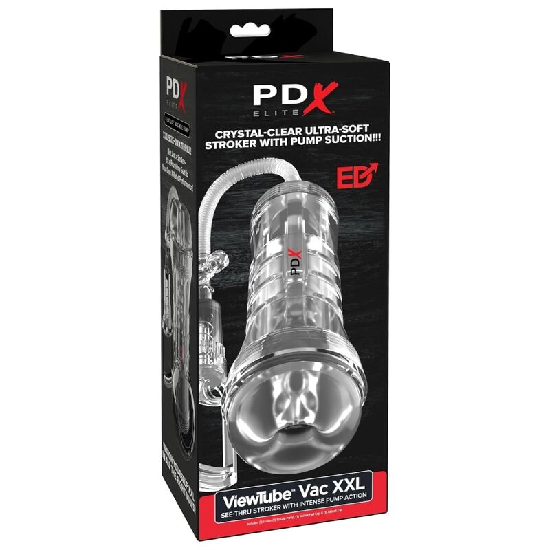 PDX Elite Viewtube Vac XXL – Transparenter Stroker mit Saugpumpe, 27,3 cm