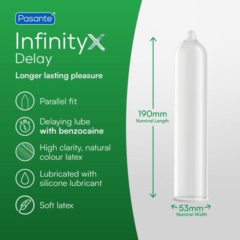 PASANTE – PRÉSERVATIFS DELAY INFINITY 12 UNITÉS