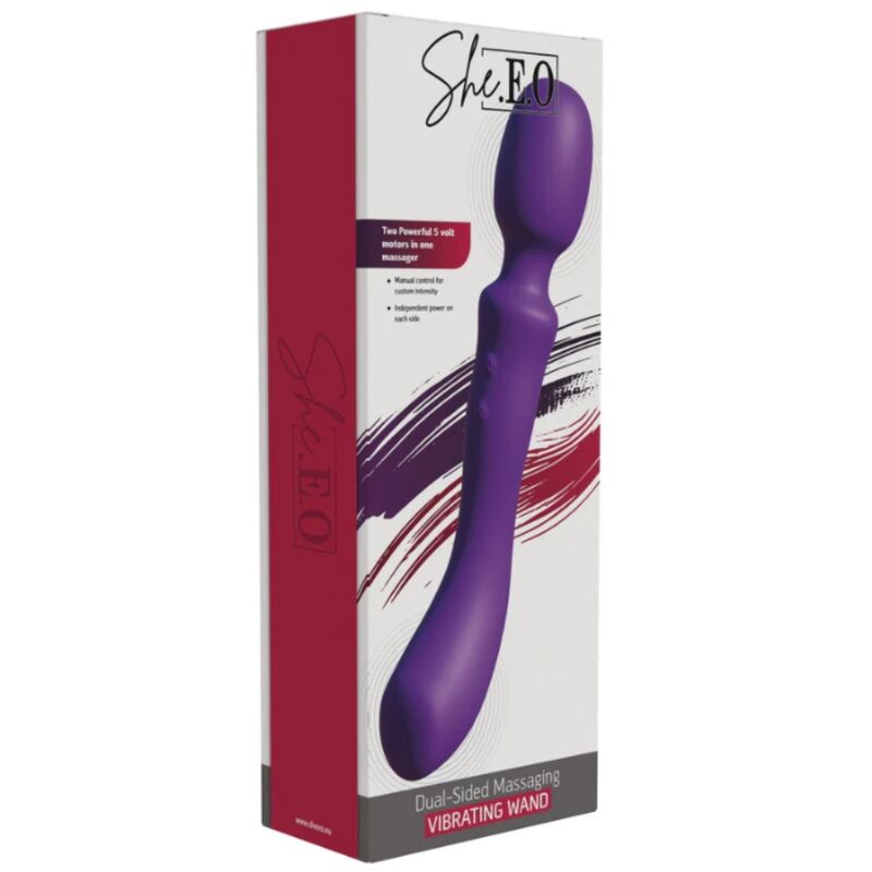 SHE.E.O – DOUBLE-ENDED VIBRATING MASSAGER WAND PURPLE