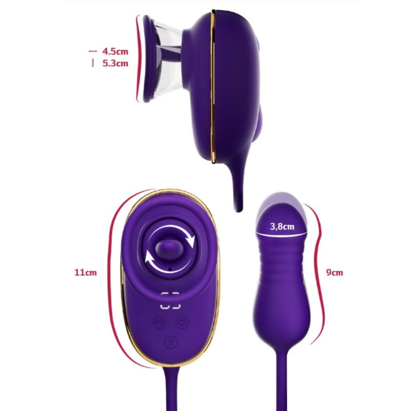 SHE.E.O – CLITORAL SUCTION TOOL WITH LICKING EFFECT AND PURPLE ANAL STIMULATOR