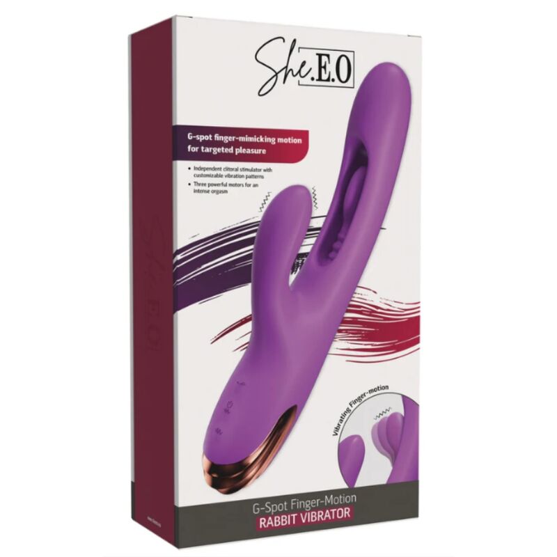 SHE.E.O – VIBRATEUR POINT G LAPIN AVEC MOUVEMENT NUMÉRIQUE VIOLET