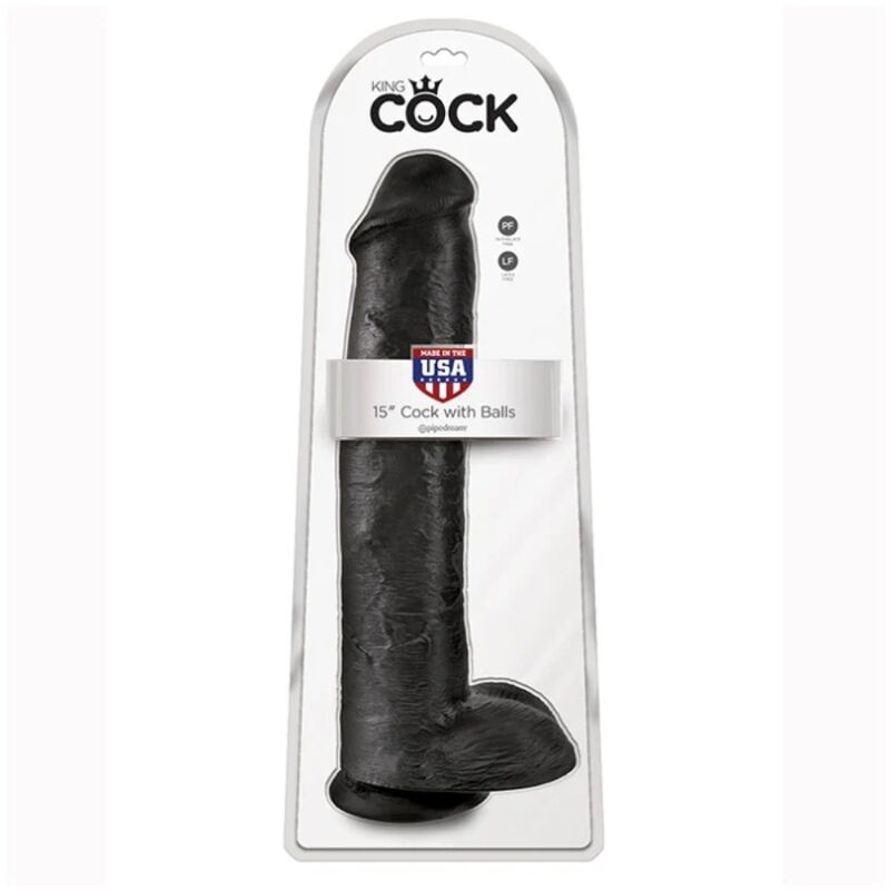 King Cock – Realistischer Dildo mit Hoden, 38 cm, Schwarz