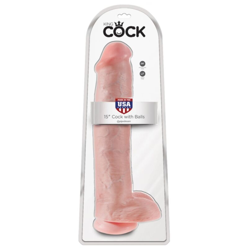 King Cock – Realistischer Dildo mit Hoden und Saugnapf, 38 cm, Fleisch