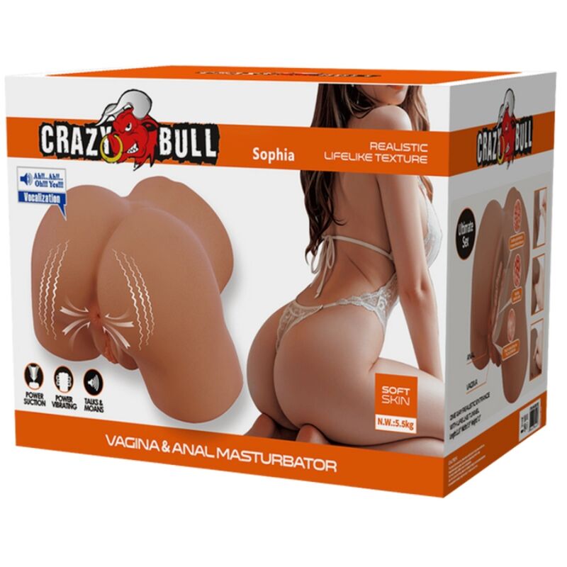 CRAZY BULL – SOPHIA VIBRATORE E SUCCHIATORE REALISTICO PER POLSO FEMMINILE CON SUONO 5,5 KG
