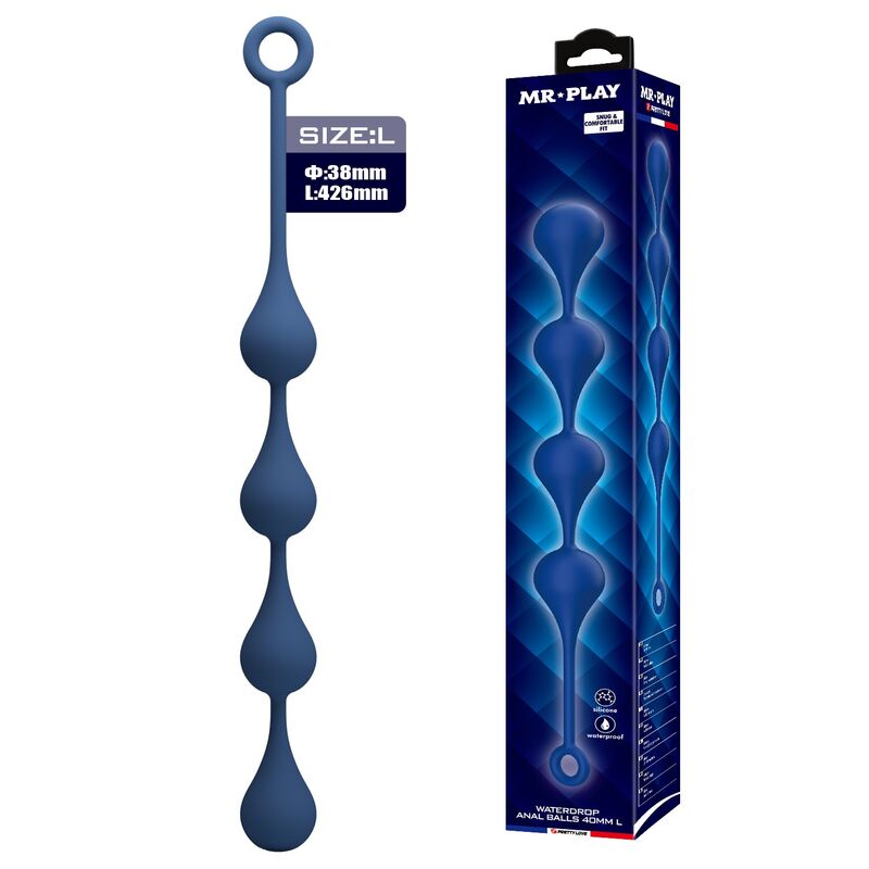 MR PLAY – BLUE SILICONE ANAL BEADS SIZE CM