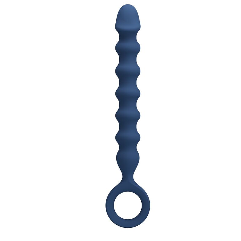 MR PLAY – PERLES ANALES EN SILICONE BLEU ET PLUG ANAL -Ø- 3,4 CM – 28,5 CM