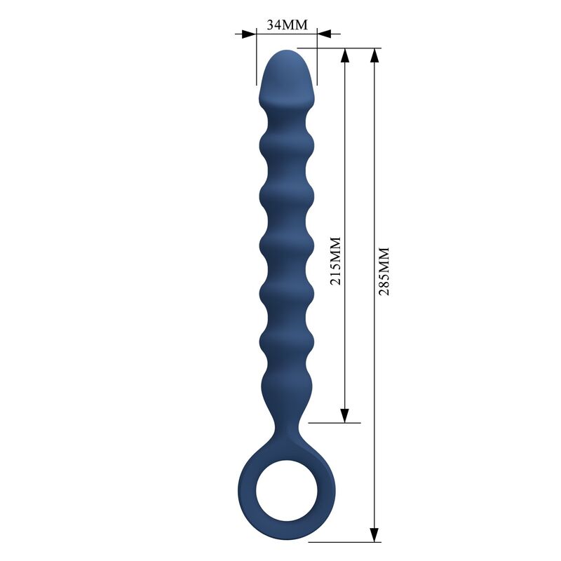 MR PLAY – PERLES ANALES EN SILICONE BLEU ET PLUG ANAL -Ø- 3,4 CM – 28,5 CM