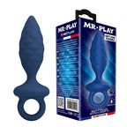 MR PLAY Textured – strukturierter Analplug mit Rückholring, Blau