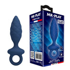 MR PLAY Textured – strukturierter Analplug mit Rückholring, Blau