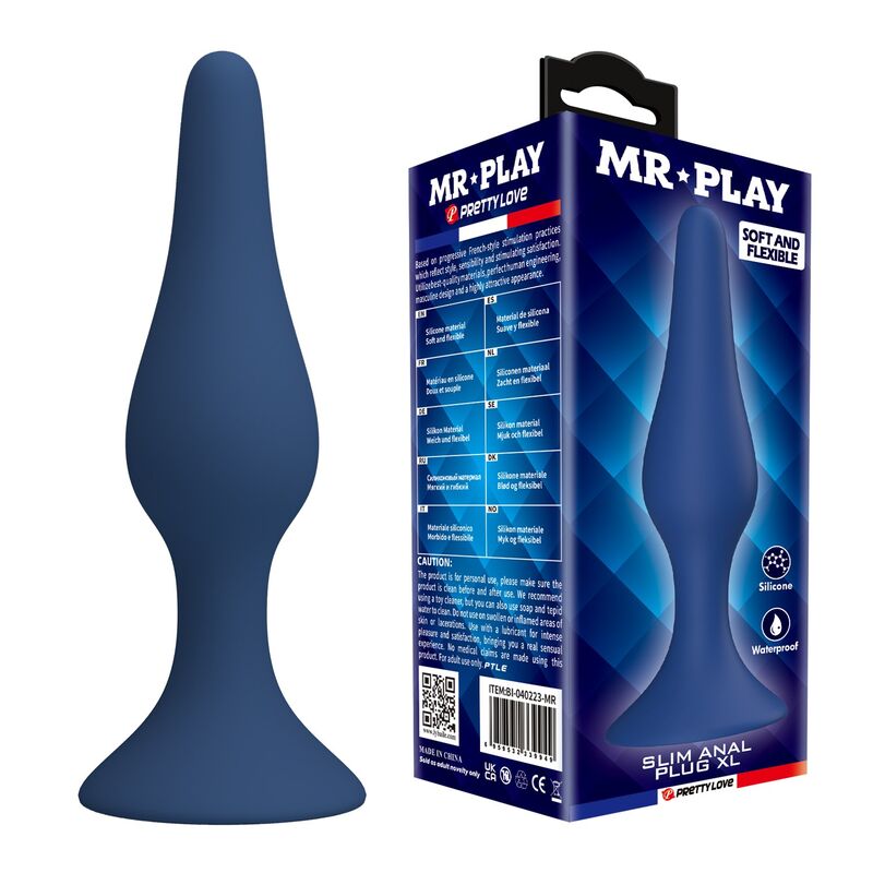 MR PLAY – TAPERED SILICONE ANAL PLUG BLUE