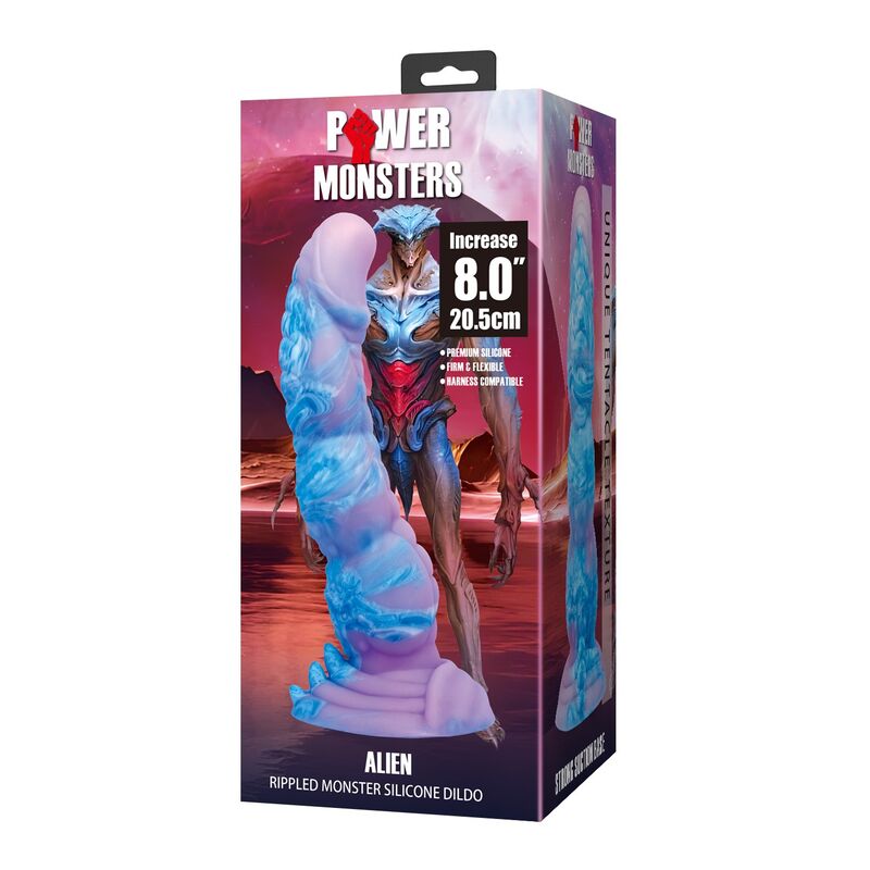 Power Monsters Alien – Fantasy-Dildo, 20,5 cm, Blau/Violett