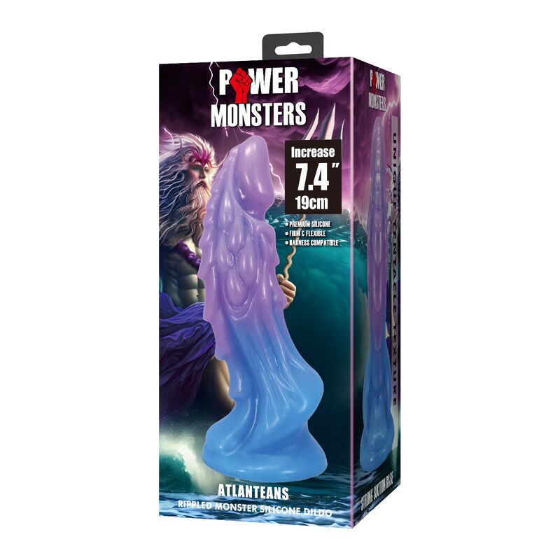 Power Monsters Atlanteans – Realistischer Dildo mit Saugnapf, 19 cm, Blau/Lila