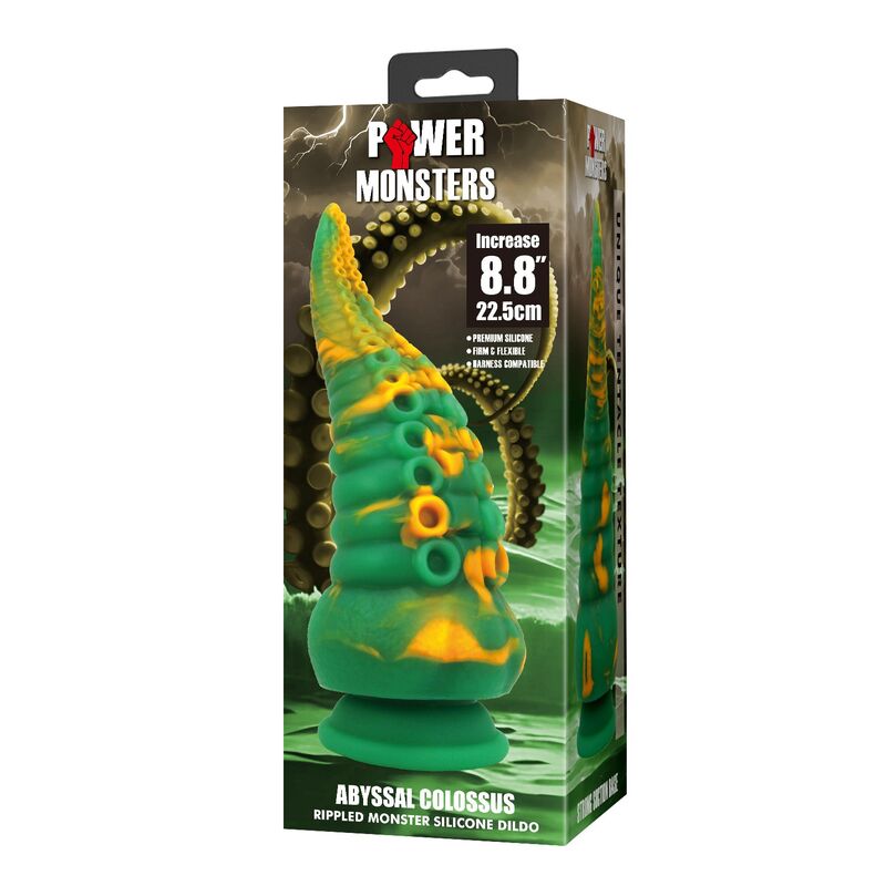 Power Monsters Abyssal Colossus – Fantasy-Dildo, 22,5 cm, Grün/Gelb