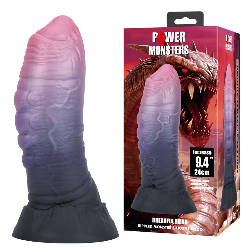 Power Monsters Dreadful Fiend – Fantasy-Dildo, 24 cm, Rosa/Schwarz