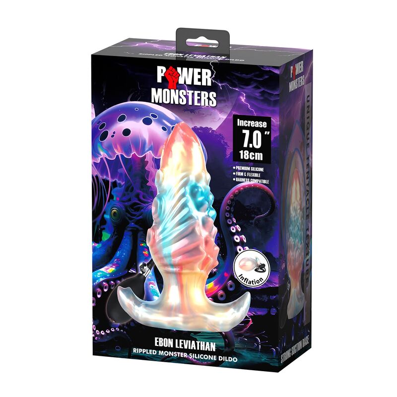 POWER MONSTERS – EBON LEVIATHAN TRICOLORE PLUG ANALE GONFIABILE FANTASY 18 CM