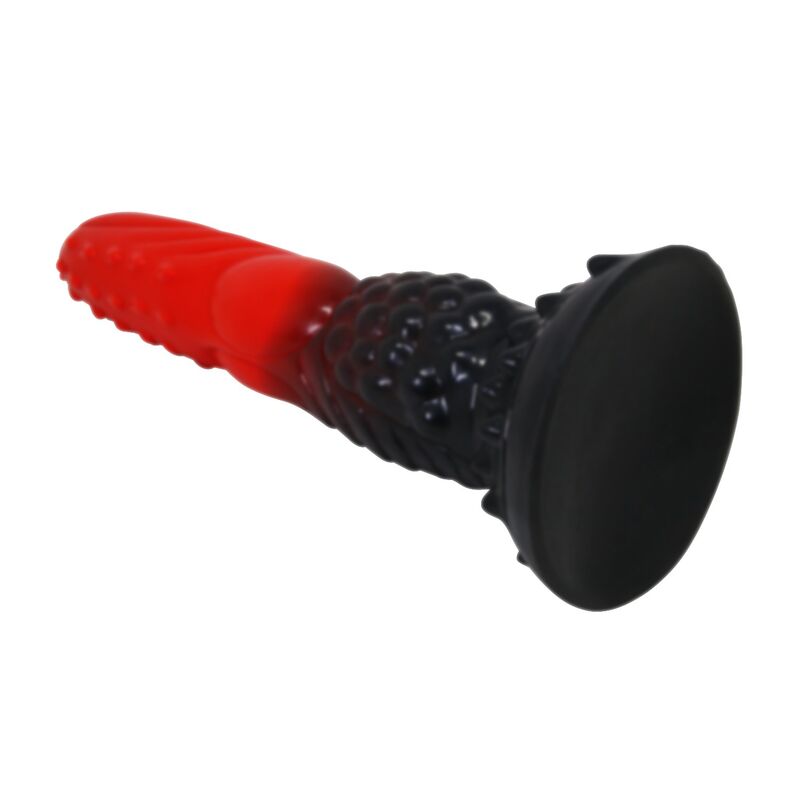 POWER MONSTERS – DILDO FANTASY DRAGO DI FUOCO CON VENTOSA 24,5 CM Ø 5,8 CM ROSSO E NERO