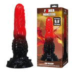 Power Monsters Feuerdrache – Fantasy-Dildo mit Saugnapf, 24,5 cm, Rot/Schwarz