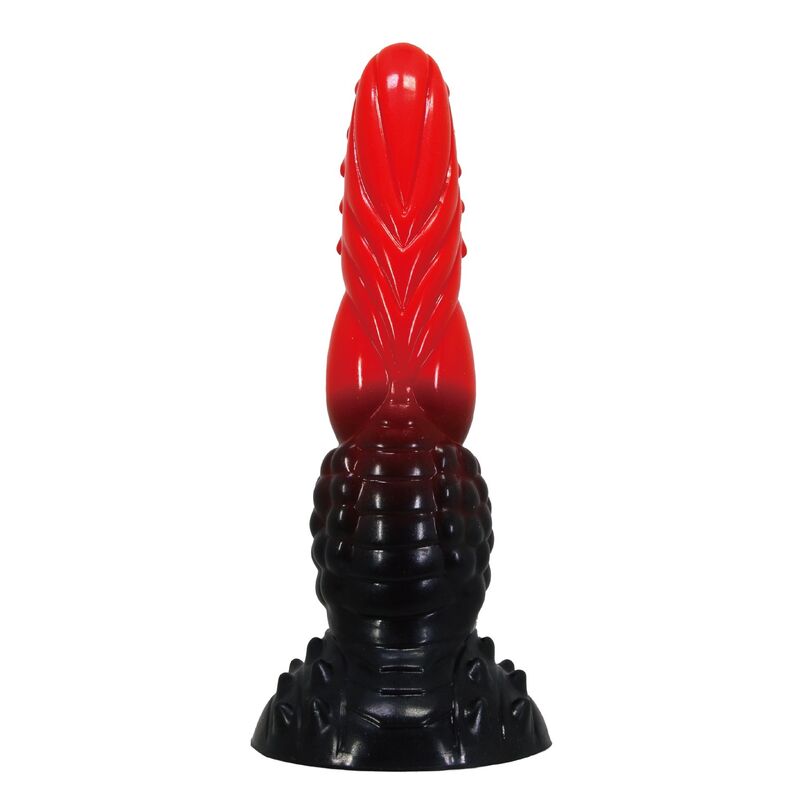 POWER MONSTERS – DILDO FANTASY DRAGO DI FUOCO CON VENTOSA 24,5 CM Ø 5,8 CM ROSSO E NERO