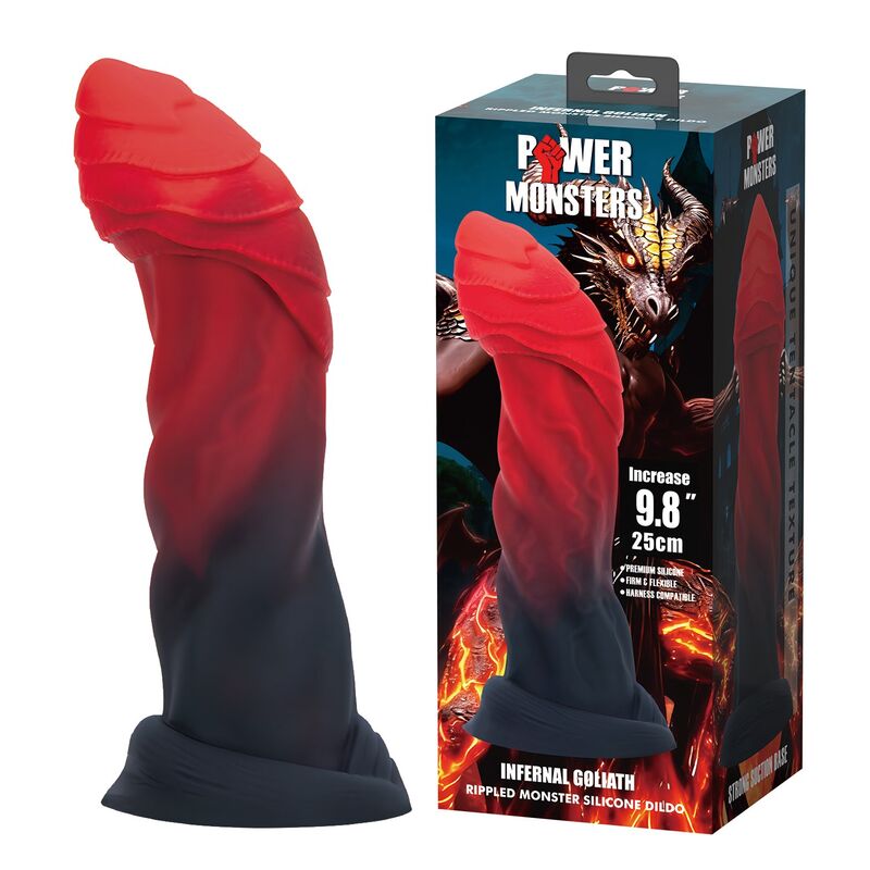Power Monsters Infernal Goliath – Fantasy-Dildo, 25 cm, Rot/Schwarz