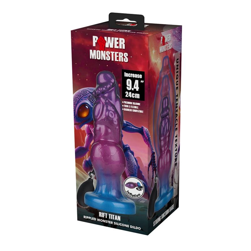 POWER MONSTERS – RIFT TITAN BICOLORE DILDO GONFIABILE IN SILICONE FANTASY 24 CM Ø 5 CM