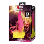 POWER MONSTERS – RIPPLIED MONSTER FANTASY DILDO WITH SUCTION CUP 22.5 CM Ø 5.5 CM PINK & YELLOW