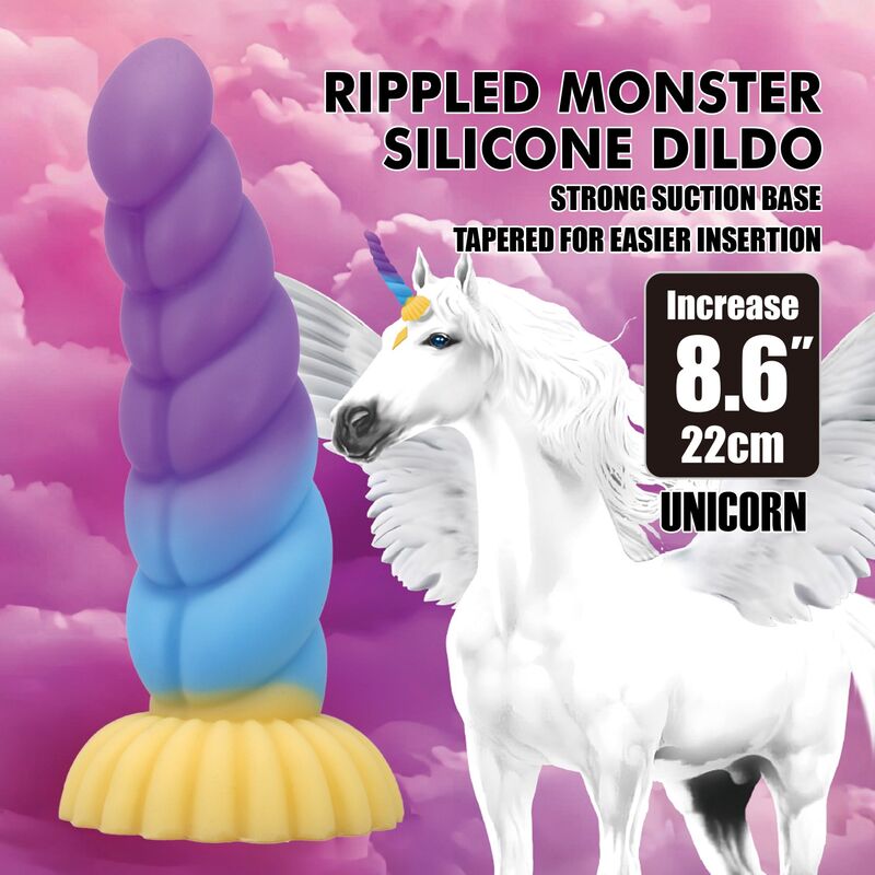 Power Monsters Unicorn – Fantasy-Dildo, 22 cm, dreifarbig