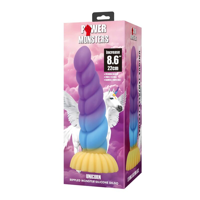 Power Monsters Unicorn – Fantasy-Dildo, 22 cm, dreifarbig