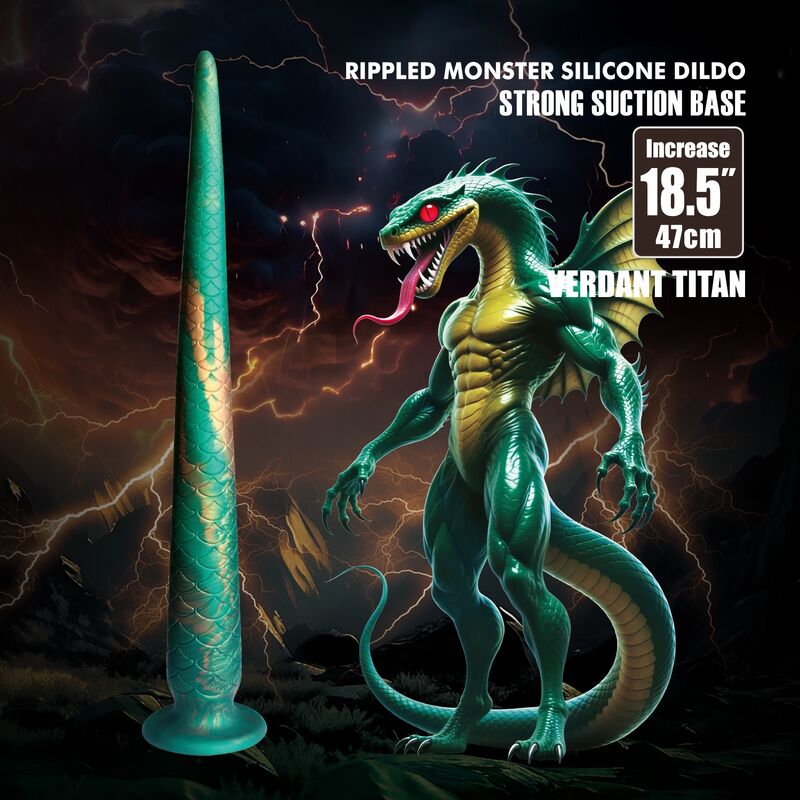 POWER MONSTERS – WILDWYRM TAIL BICOLOR FANTASY GODEMICHET EN SILICONE 47 CM Ø 4 CM