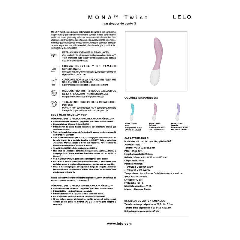Lelo Mona Twist – G-Punkt-Vibrator, App-gesteuert, Lavendel