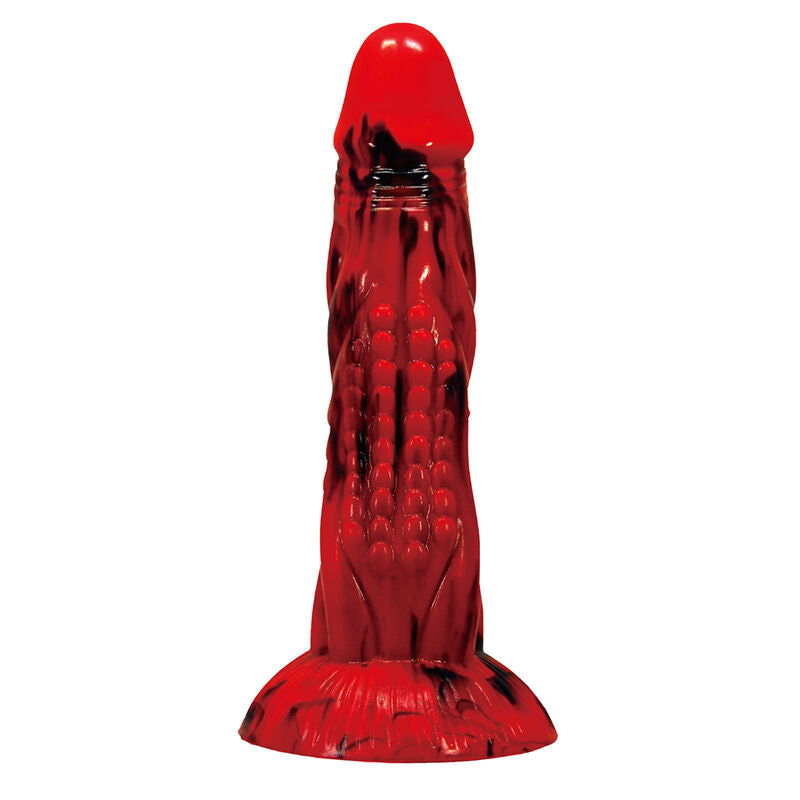 POWER MONSTERS – GODEMICHÉ MINOTAURE FANTASY AVEC VENTOUSE 21 CM Ø 5 CM ROUGE ET NOIR