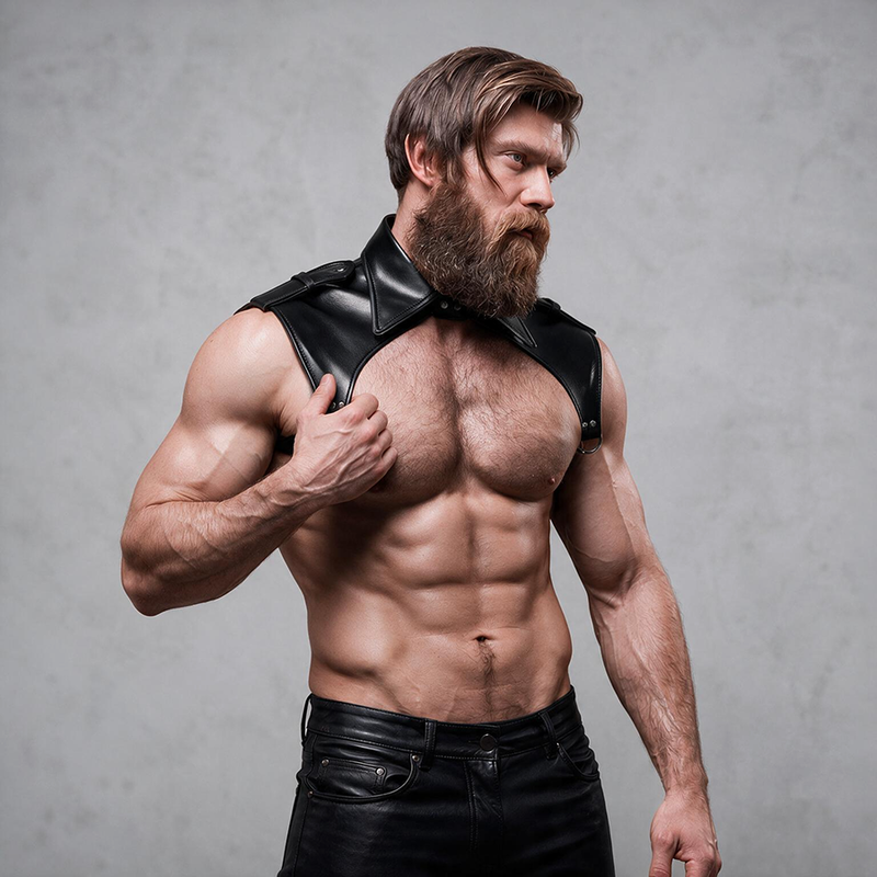 FETISH SUBMISSIVE ATTITUDE – Verstellbarer Halsharness aus Ökoleder