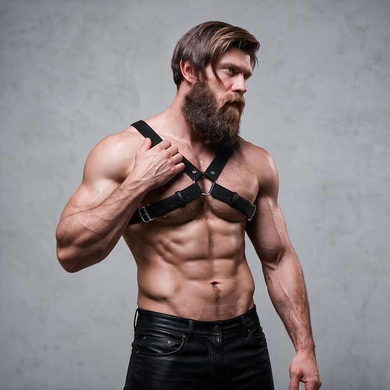 FETISH SUBMISSIVE ATTITUDE – Verstellbarer Bulldog-Brustharness aus Ökoleder