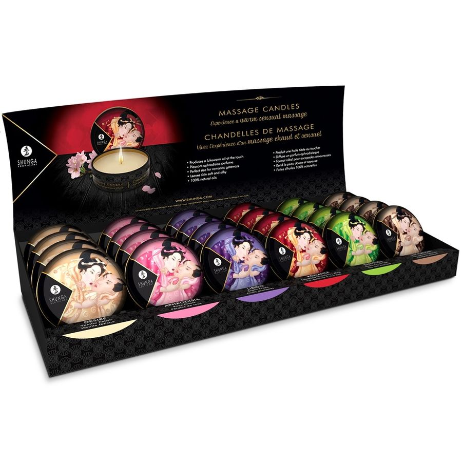 SHUNGA Caress by Candlelight – Massagekerzen-Display, 24 Stück