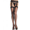 LEG AVENUE Outlet – Schwarze Strümpfe mit Spitzenstrumpfhalter