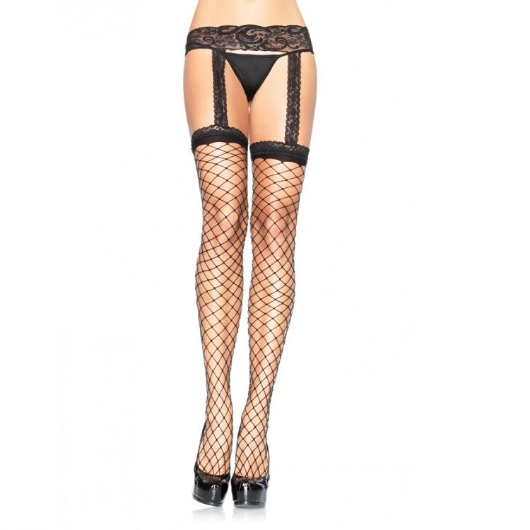 LEG AVENUE – CALZE A RETE CON REGGISERA IN PIZZO NERO