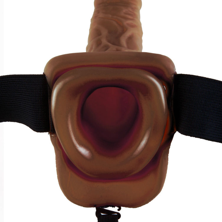 FETISH FANTASY SERIES Hollow Strap-On – Hohldildo mit Hoden, 22,9 cm, braun