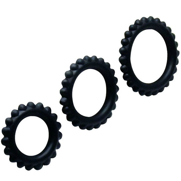 BAILE Titan – 3er-Set Cockringe in Schwarz, 2.8/2.4/1.9 cm