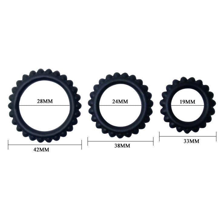 BAILE Titan – 3er-Set Cockringe in Schwarz, 2.8/2.4/1.9 cm