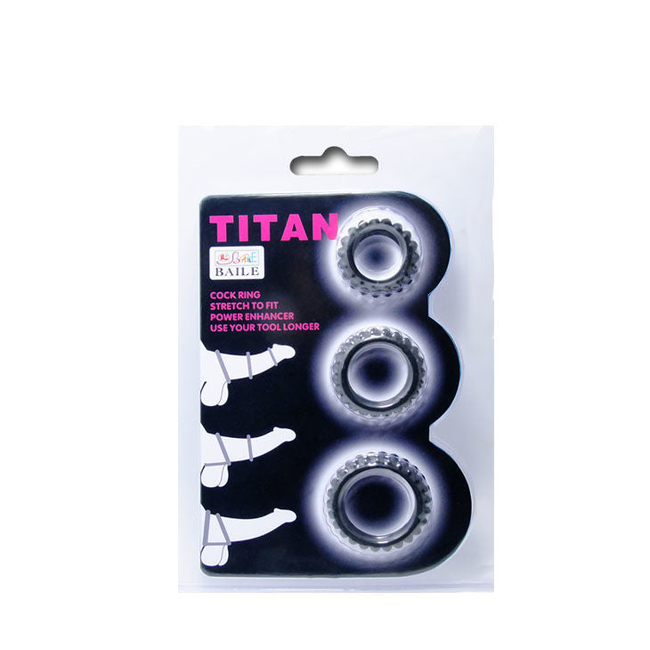 BAILE Titan – 3er-Set Cockringe in Schwarz, 2.8/2.4/1.9 cm