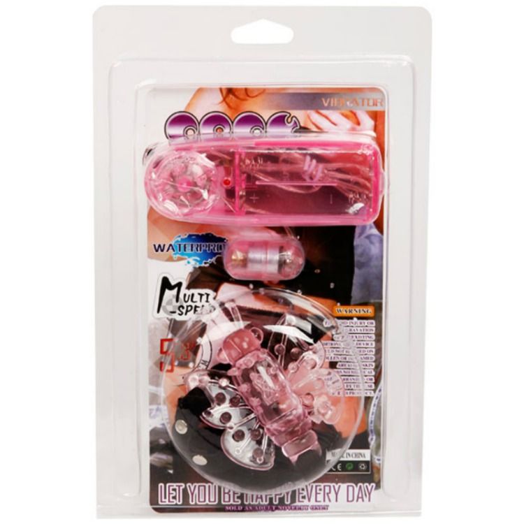 BAILE – Strap-on mit vibrierendem Schmetterling, pink