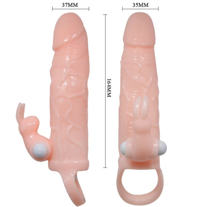 BAILE Brave – Penishülle mit Kaninchen und Doppelmotor, fleischfarben, 16,5 cm