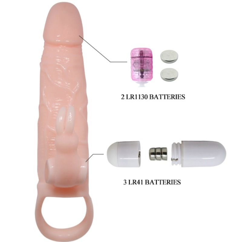BAILE Brave – Penishülle mit Kaninchen und Doppelmotor, fleischfarben, 16,5 cm