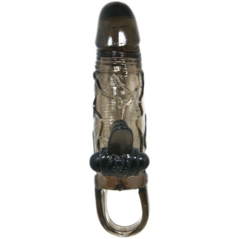 BAILE Brave – Penishülle mit Klitoris- und Analstimulation, Doppelkugel, schwarz, 16,5 cm