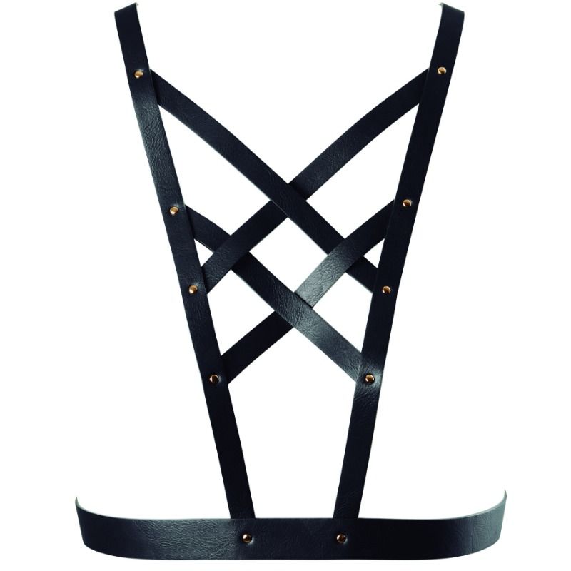 BIJOUX INDISCRETS Maze Crossover – Harness mit schwarzem Halsband